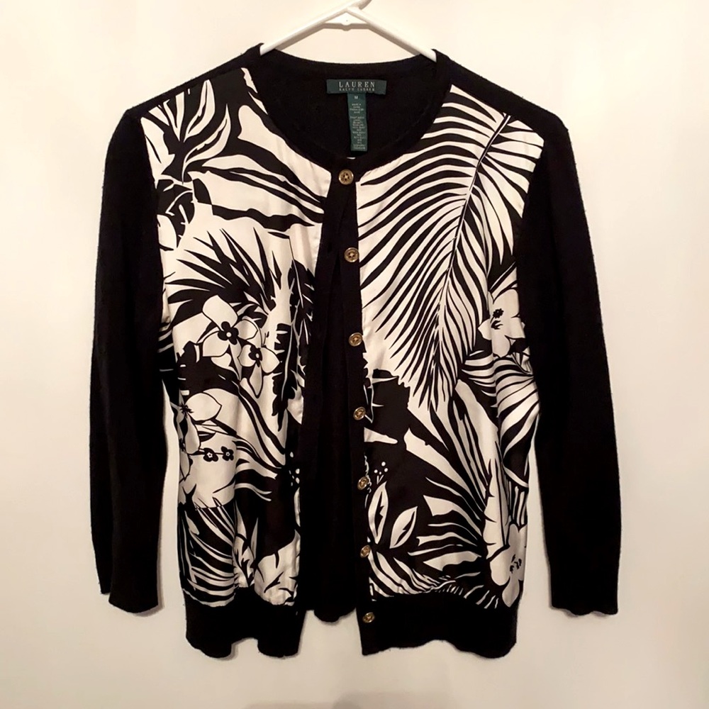 Ralph Lauren 3/4 sleeve cardigan - black & white